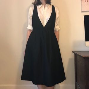 OAK + FORT black wool apron dress